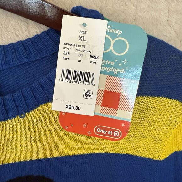 NWT Mickey Mouse Sweater Retro Striped Reimagined Kids Disney 100 Youth Sz XL - Picture 3 of 12